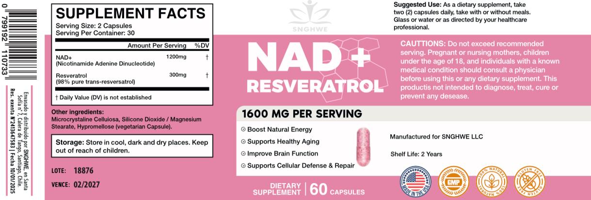 NAD+Resveratrol (60 Capsulas)