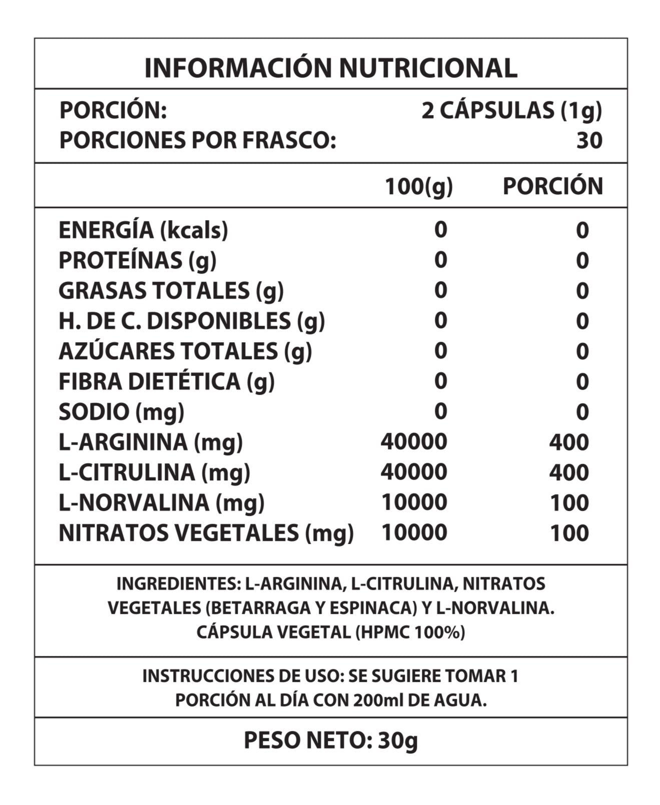 Oxido Nítrico (60 Caps)